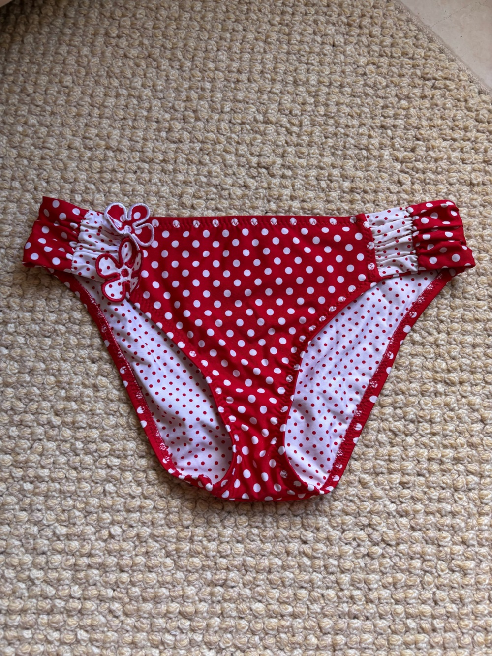 Betsey Johnson Red White Polka Dot Bikini Bottom